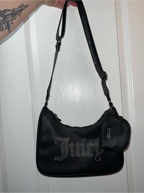Juicy Couture Black Studded Logo Hobo Shoulder Bag with Pouch